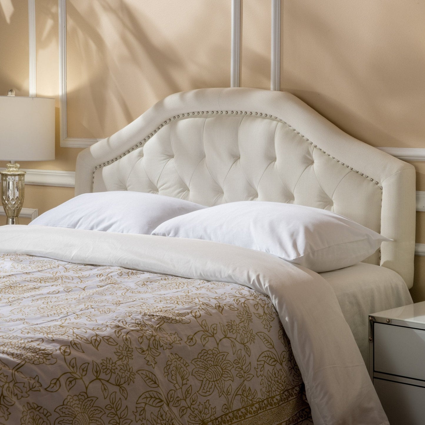 Jubilant Headboard with Diamond Tufted and Nail Head Trim Featuring, Queen and Full Size