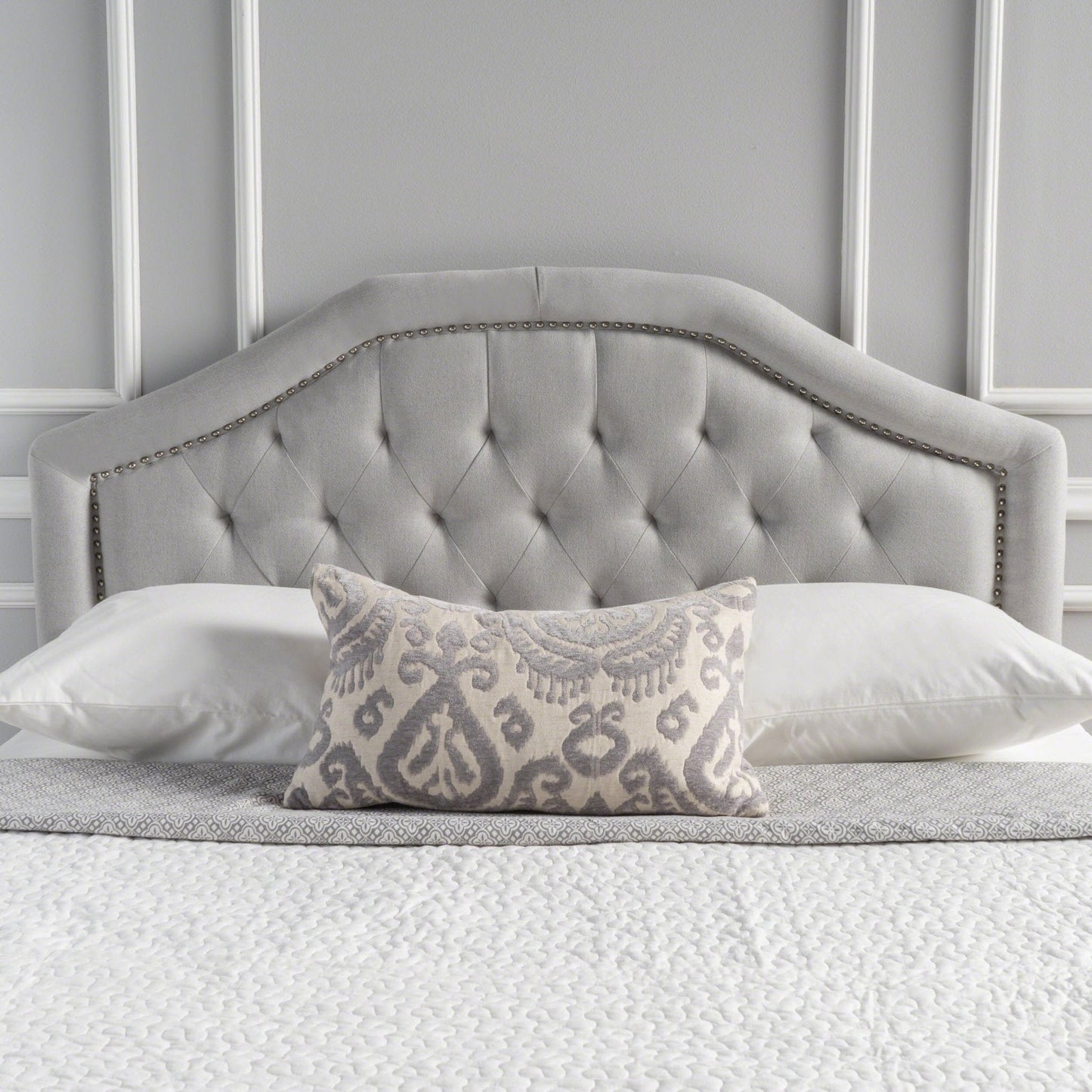 Jubilant Headboard with Diamond Tufted and Nail Head Trim Featuring, Queen and Full Size