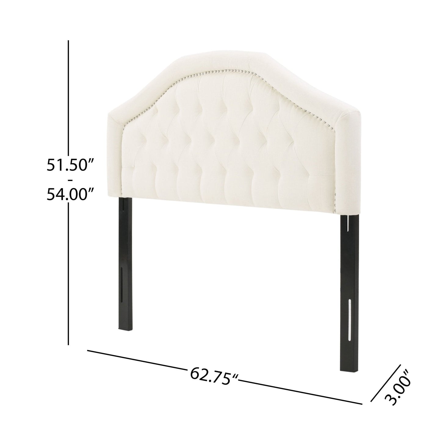 Jubilant Headboard with Diamond Tufted and Nail Head Trim Featuring, Queen and Full Size