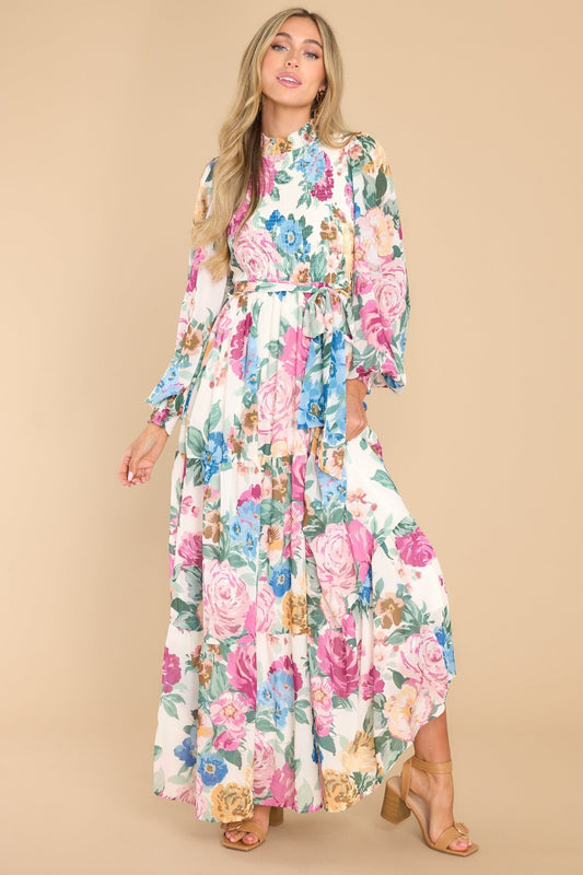 Ladylike Ivory Floral Maxi Dress