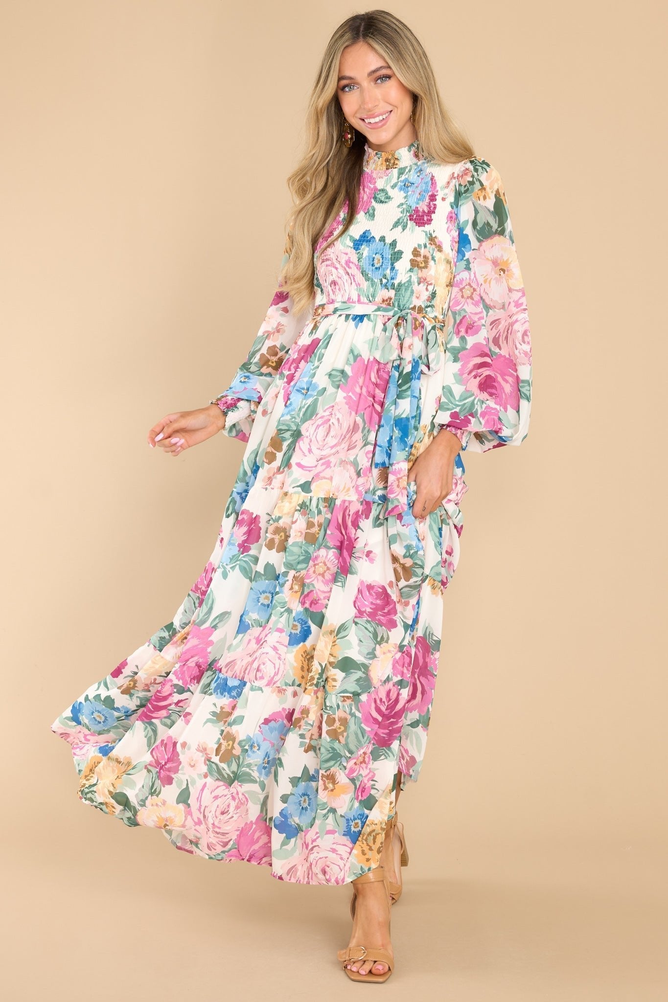 Ladylike Ivory Floral Maxi Dress