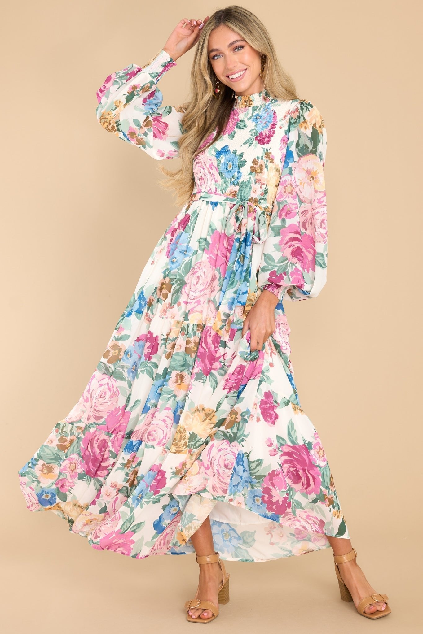 Ladylike Ivory Floral Maxi Dress