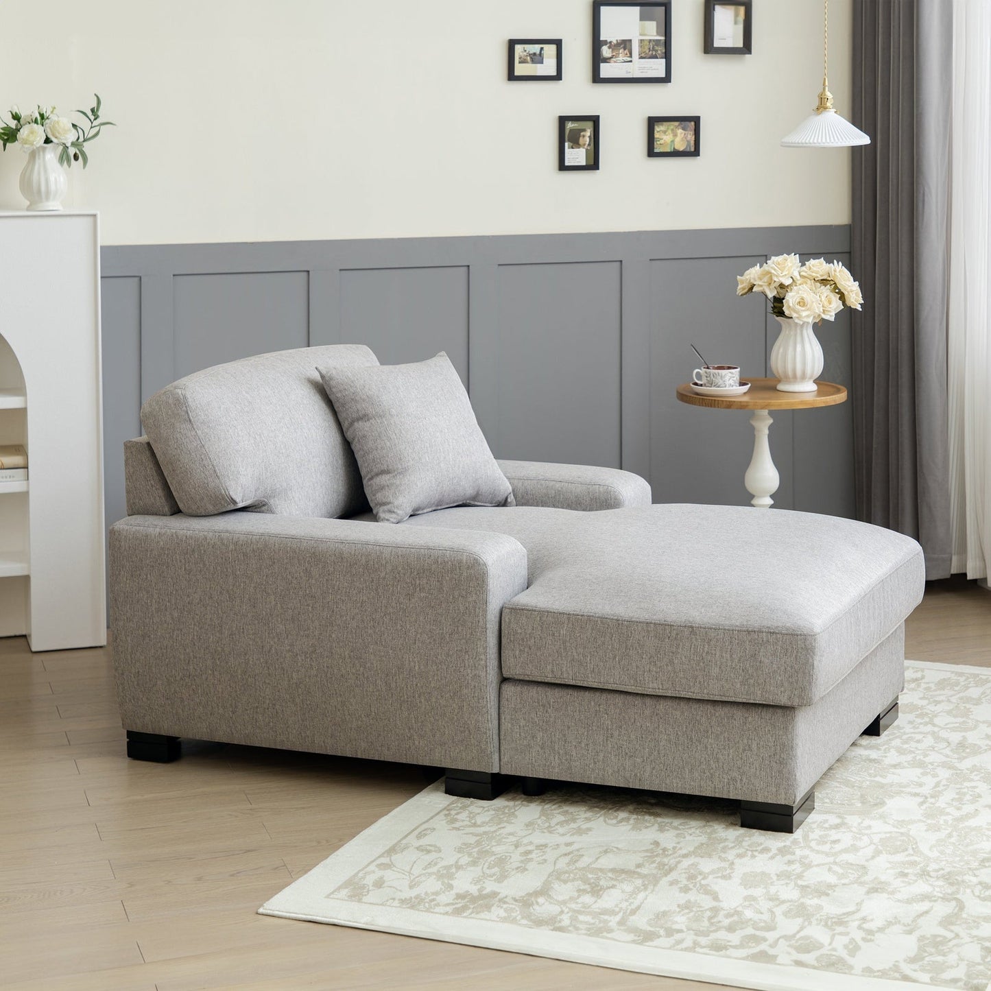 Landon Velvet Oversized Chaise Lounge with Pillow