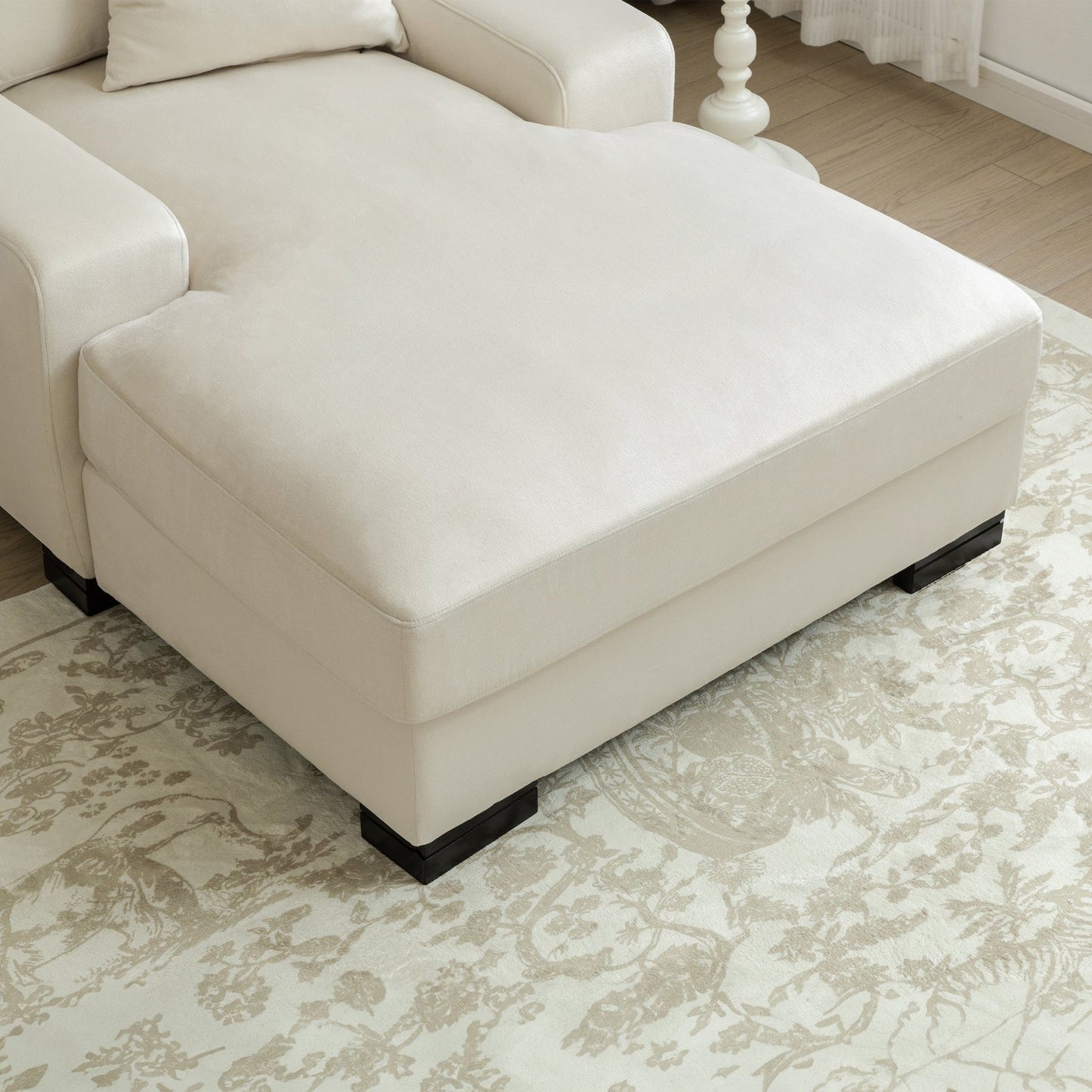Landon Velvet Oversized Chaise Lounge with Pillow