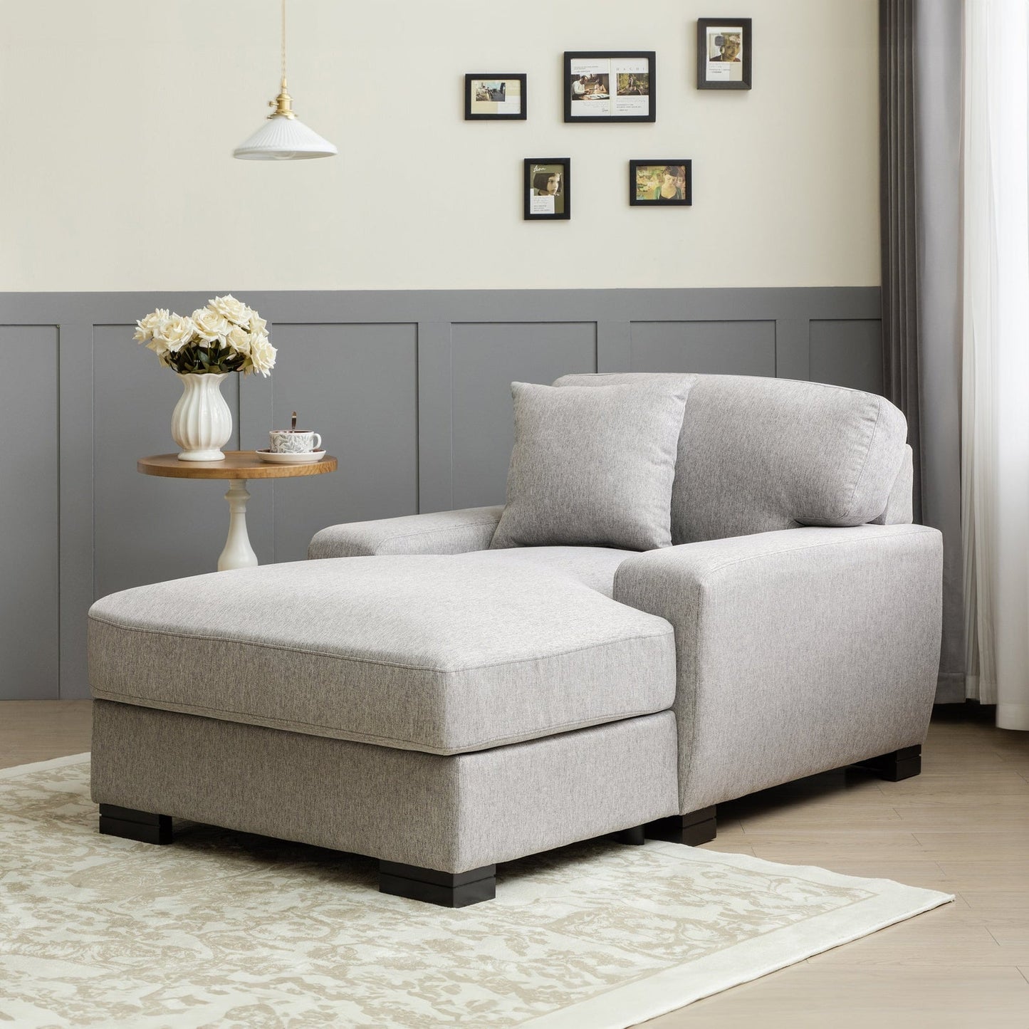 Landon Velvet Oversized Chaise Lounge with Pillow