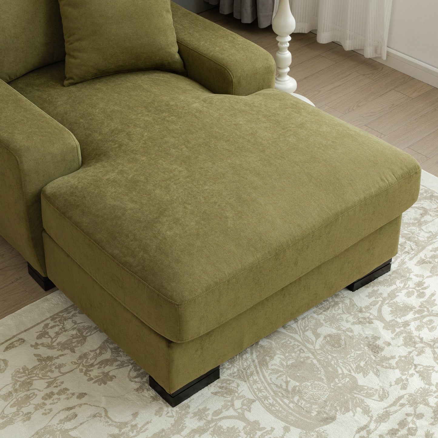 Landon Velvet Oversized Chaise Lounge with Pillow
