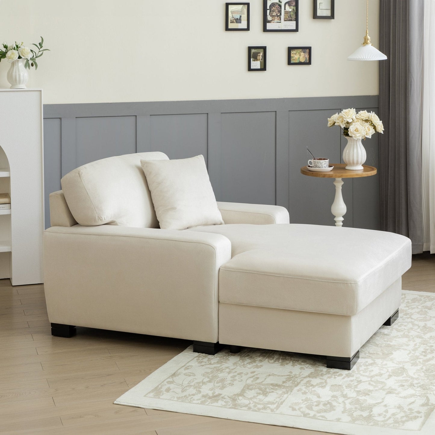 Landon Velvet Oversized Chaise Lounge with Pillow