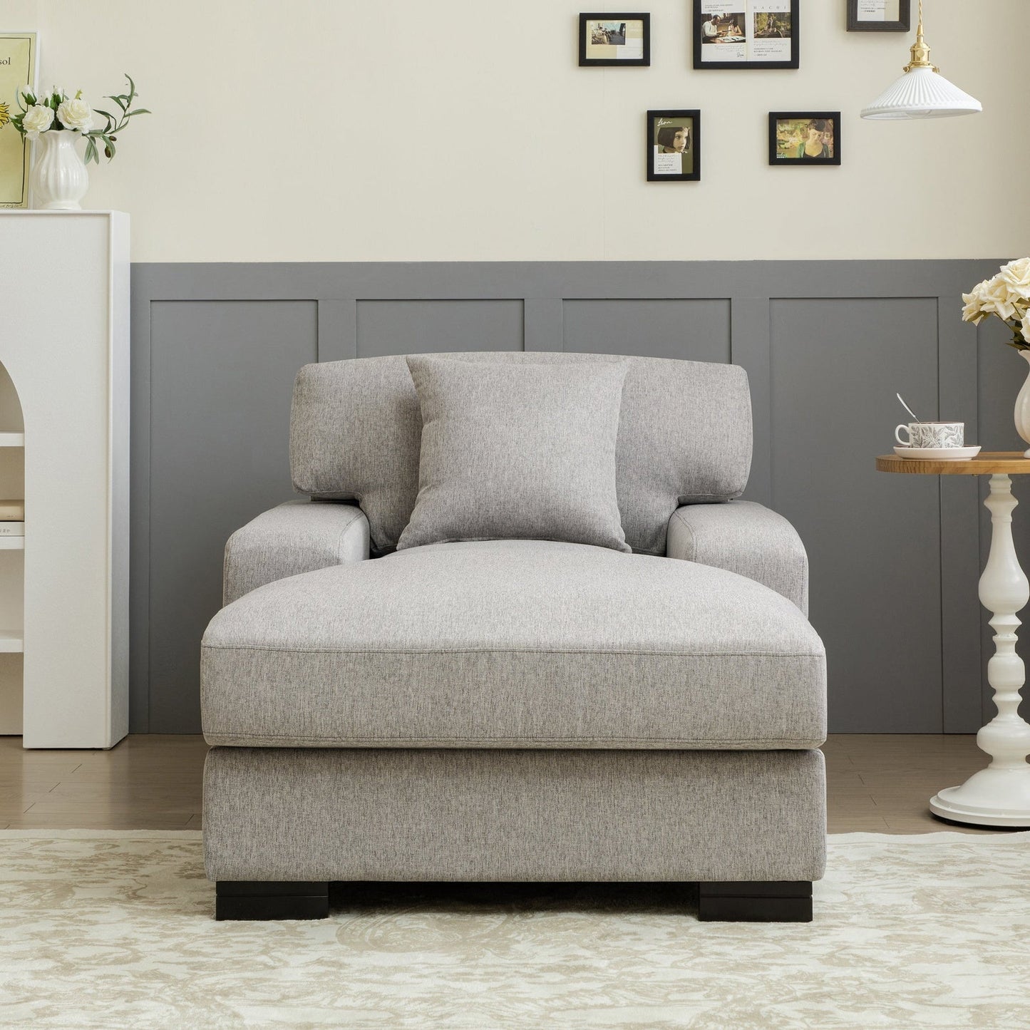Landon Velvet Oversized Chaise Lounge with Pillow