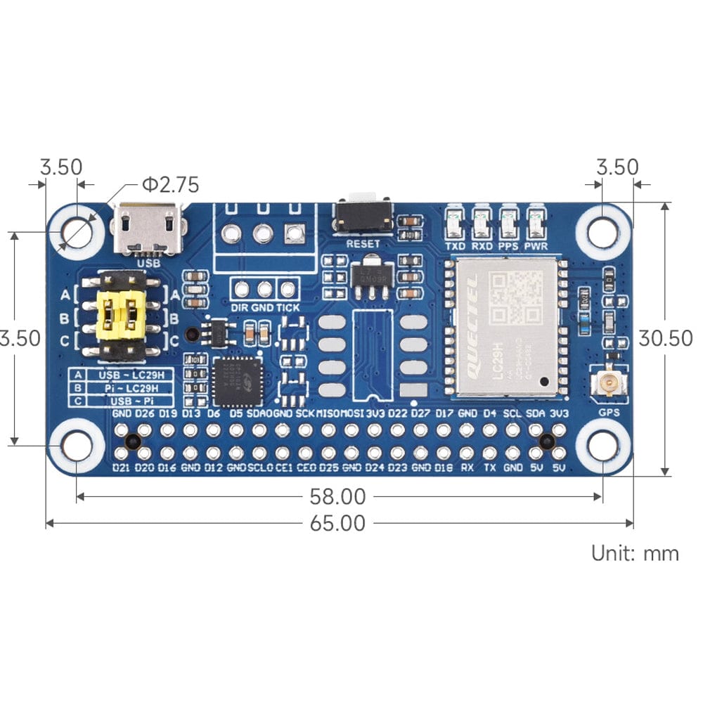 LC29H(DA) GPS/RTK HAT for Raspberry Pi