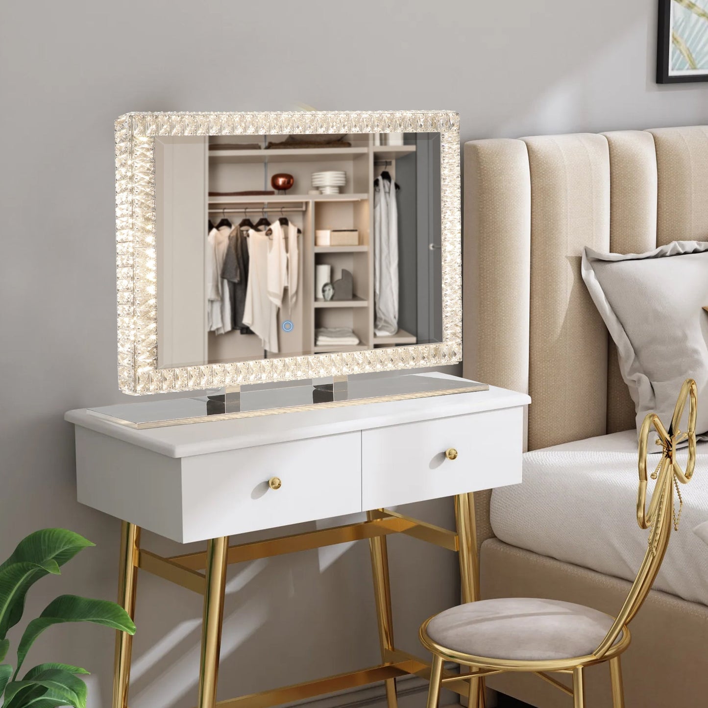 LED Crystal Mirror Light with Dimmable Lights
