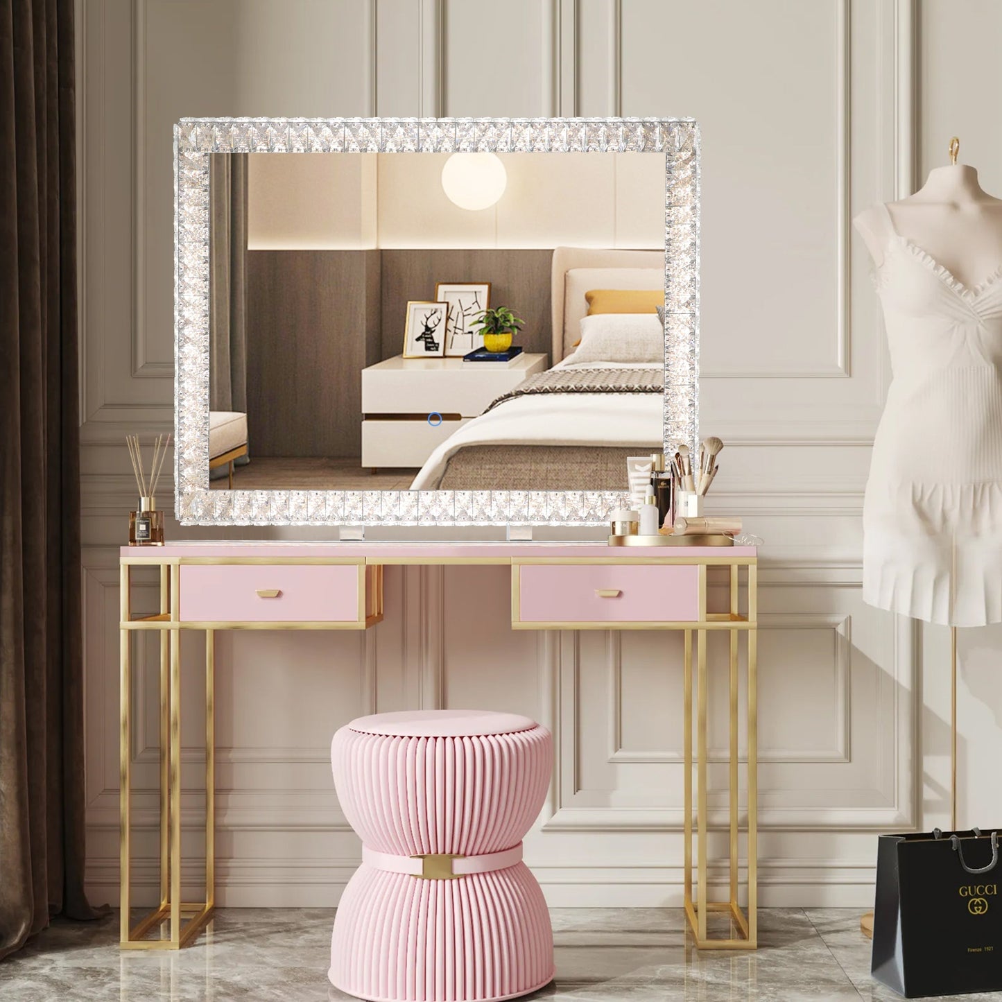 LED Crystal Mirror Light with Dimmable Lights