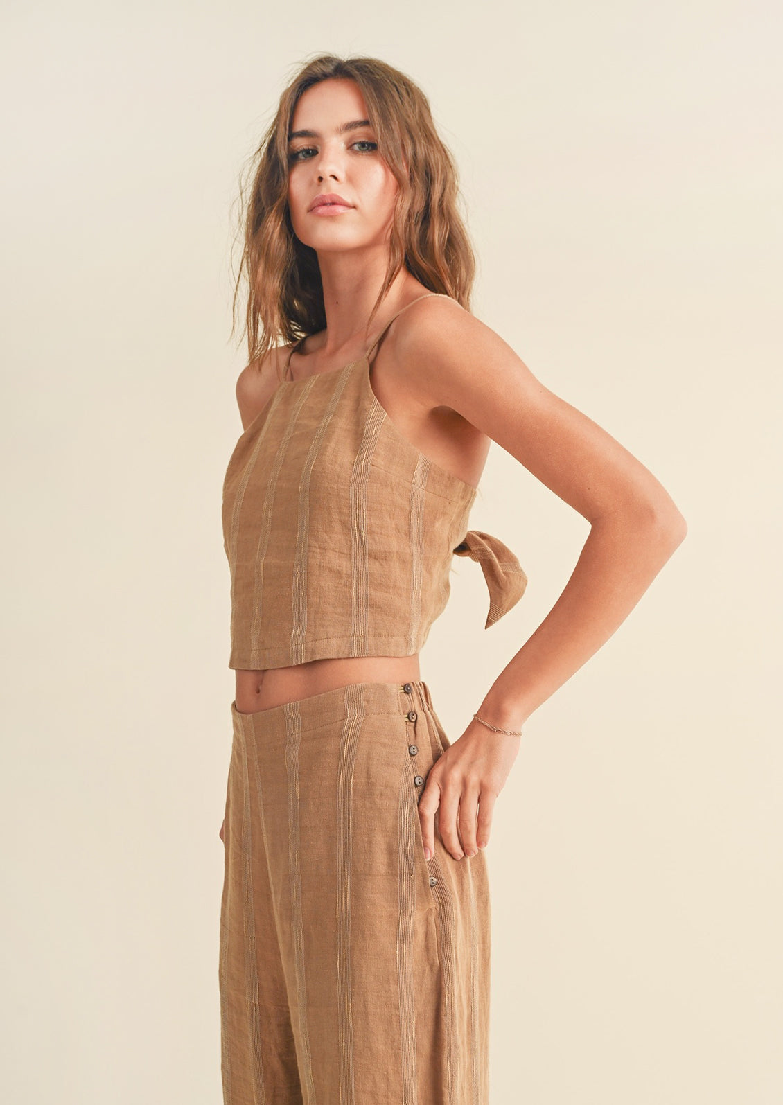 Leia Linen Tie Back Top