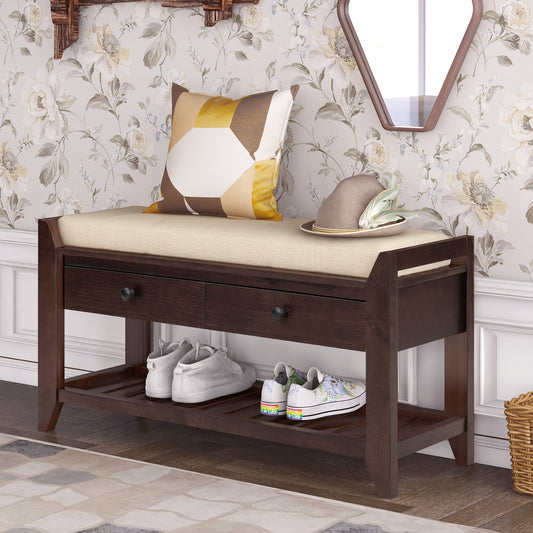Lennon Espresso Multipurpose Entryway Storage Bench