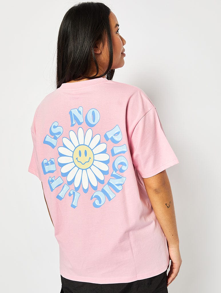Life Is No Picnic Oversized T-Shirt in Pink
