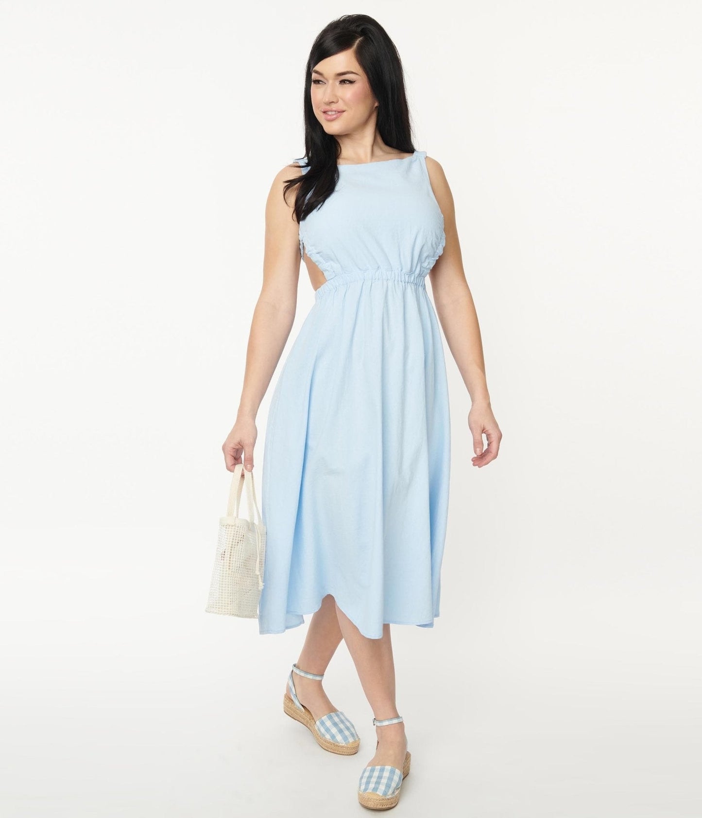 Light Blue Open Back Midi Dress