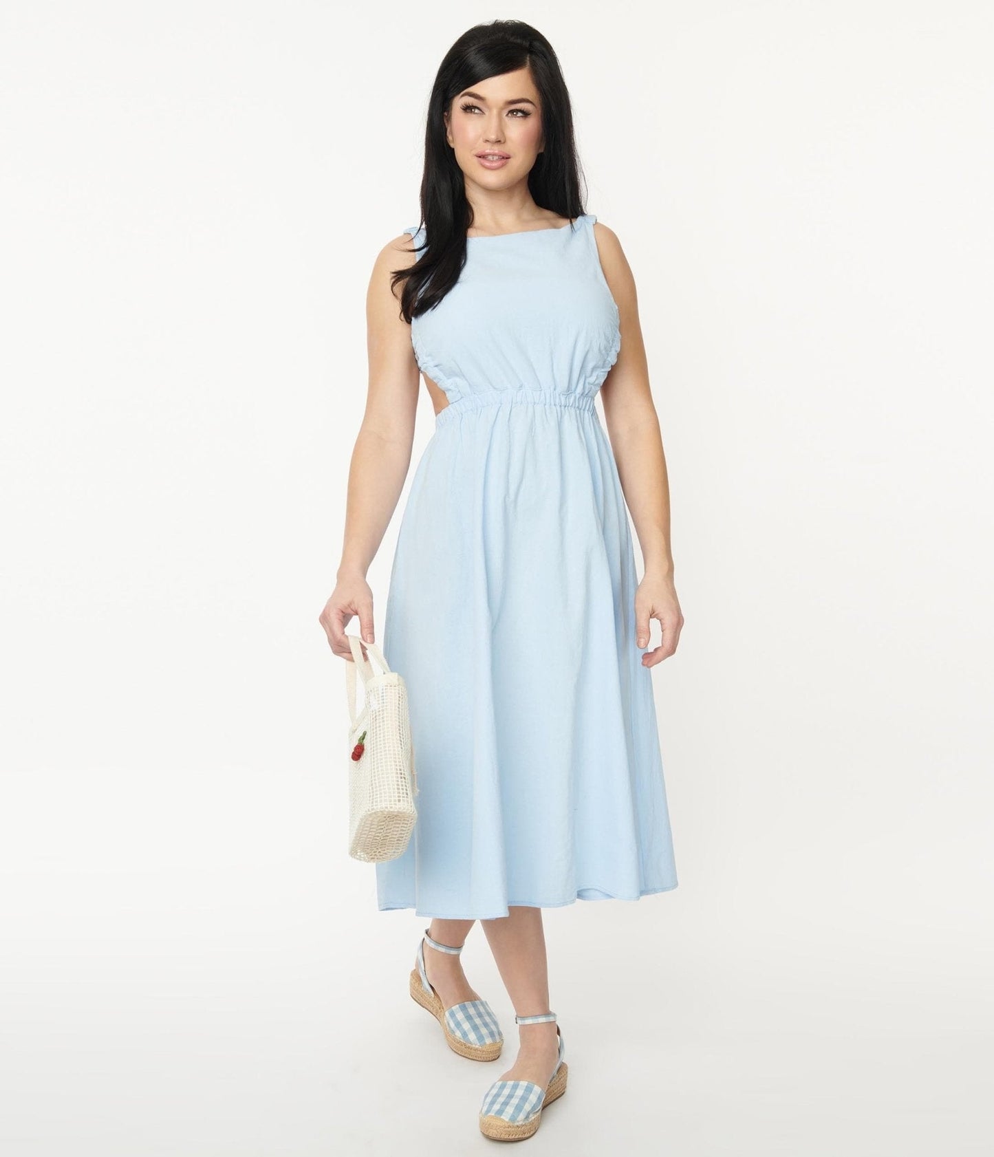 Light Blue Open Back Midi Dress
