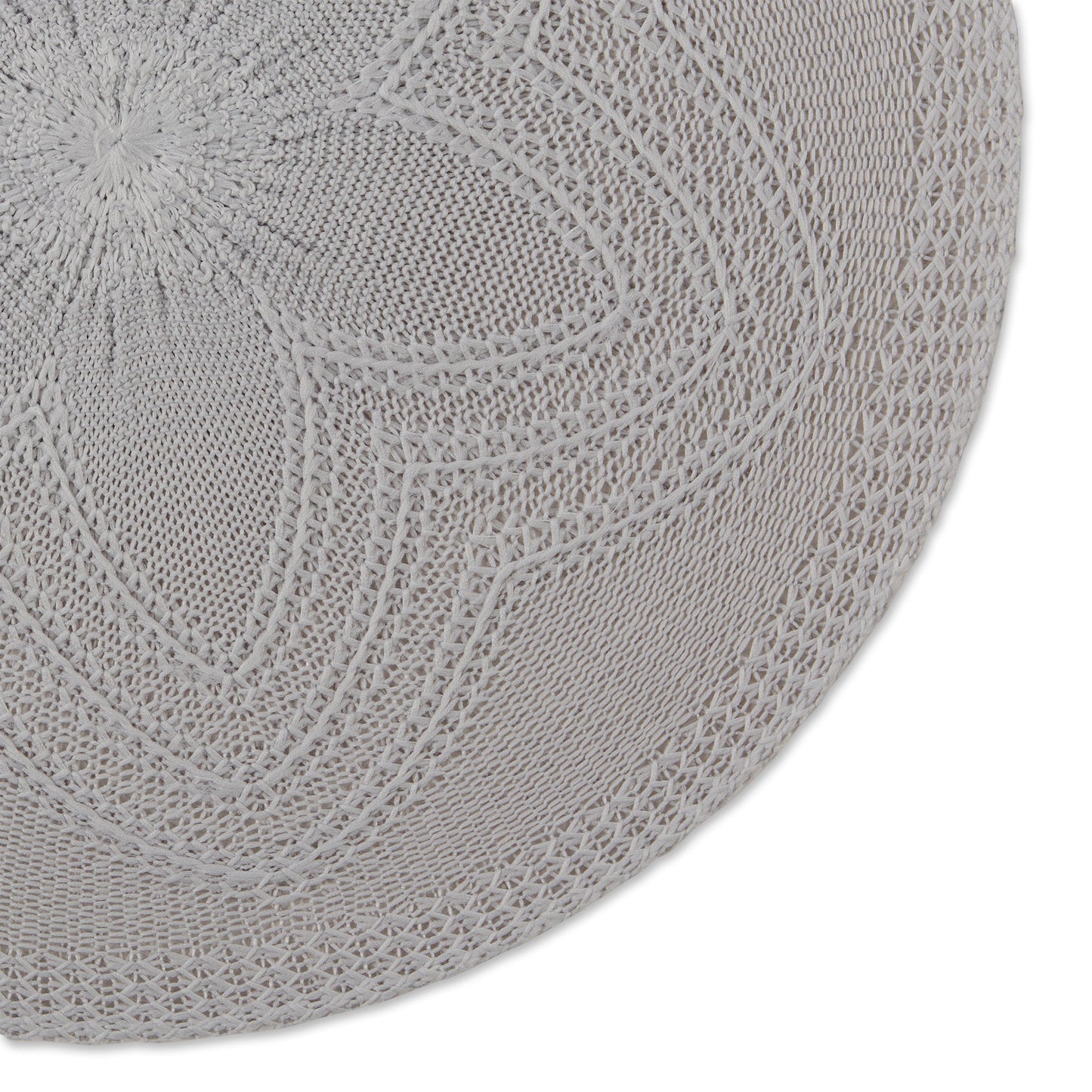 Light Gray Floral Pp Woven Round Placemats, Set Of 6