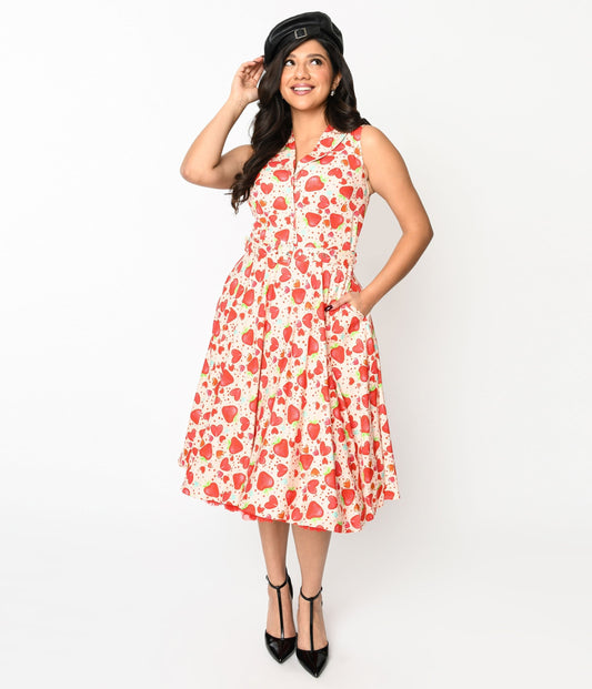 Light Pink Strawberry Love Swing Dress