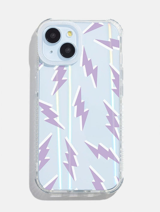 Lilac & White Lightning Bolt Shock iPhone Case
