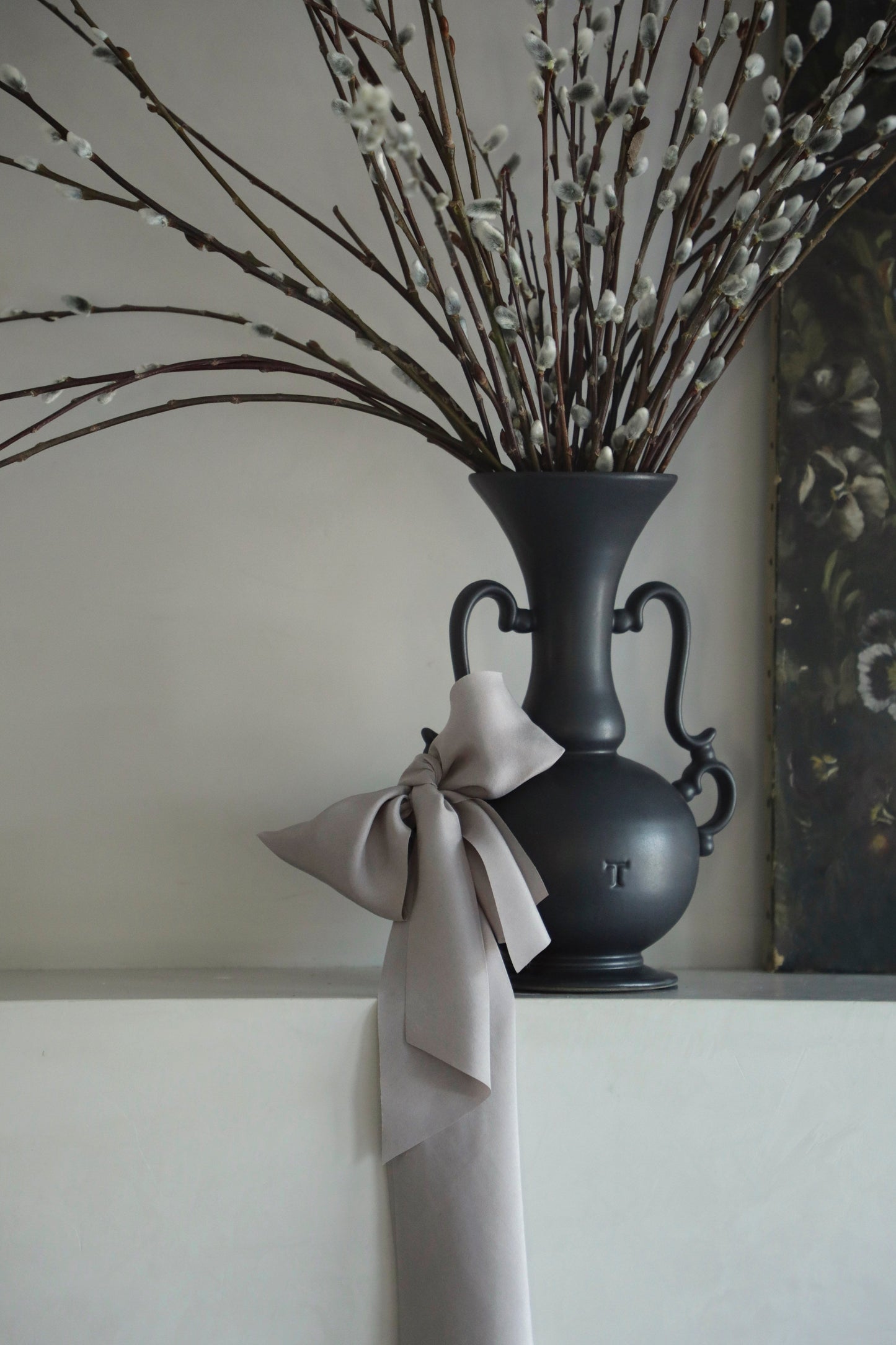 Lilac Gray Silk Ribbon