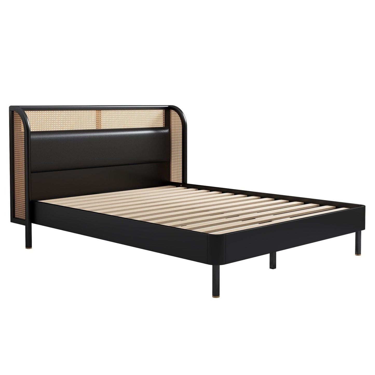 Logan Platform Cannage Rattan Queen Bed