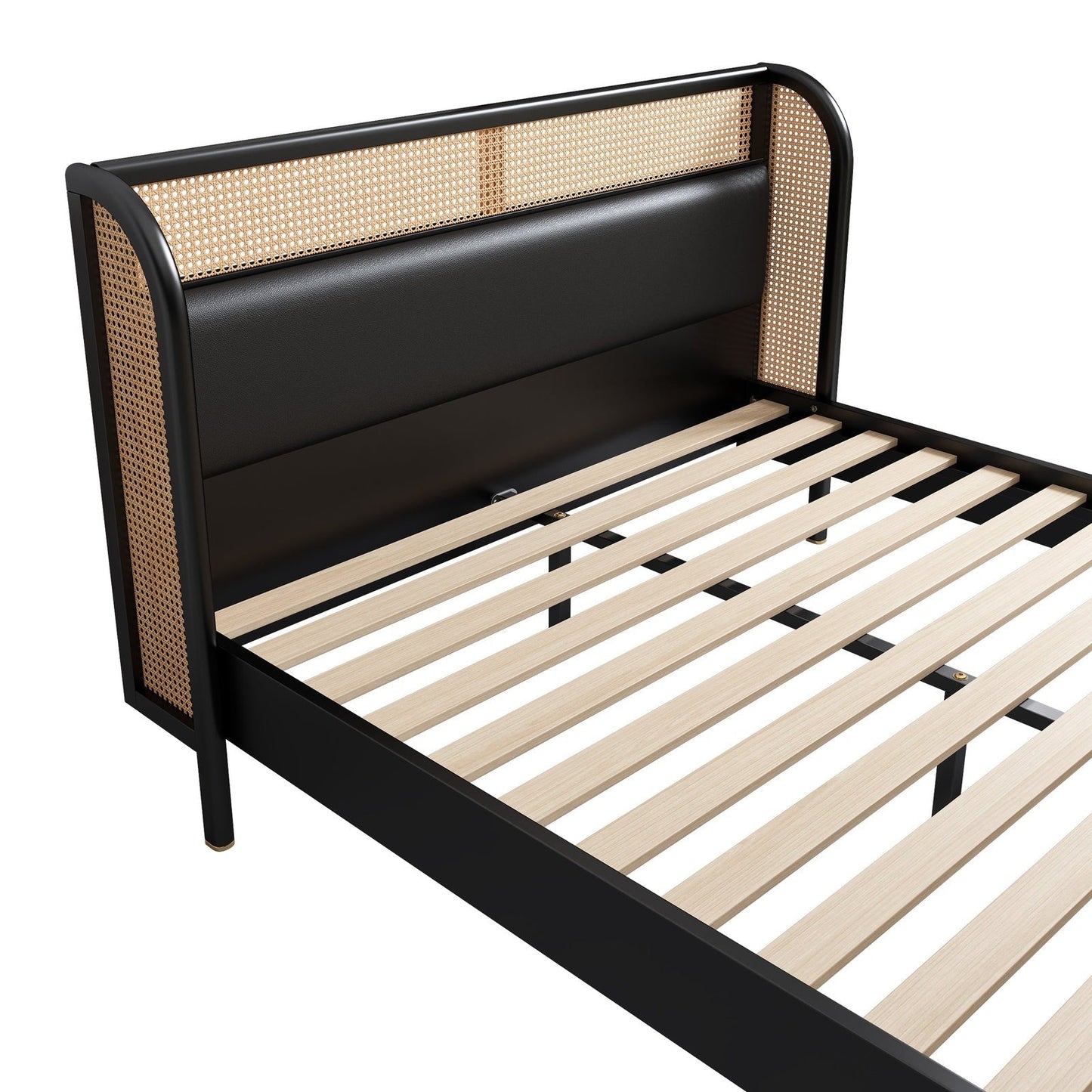 Logan Platform Cannage Rattan Queen Bed