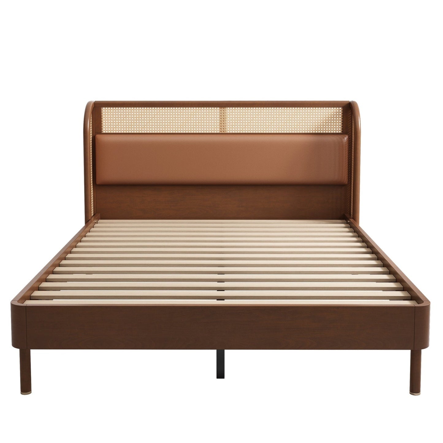 Logan Platform Cannage Rattan Queen Bed
