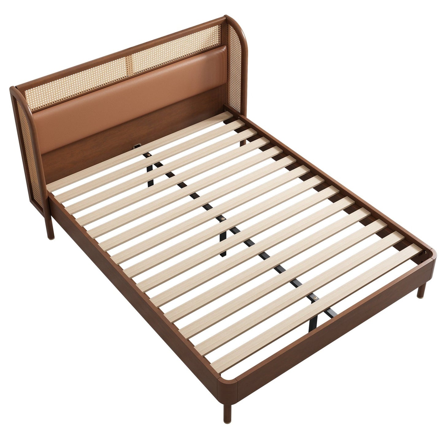 Logan Platform Cannage Rattan Queen Bed