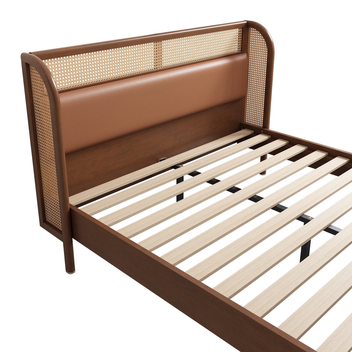 Logan Platform Cannage Rattan Queen Bed