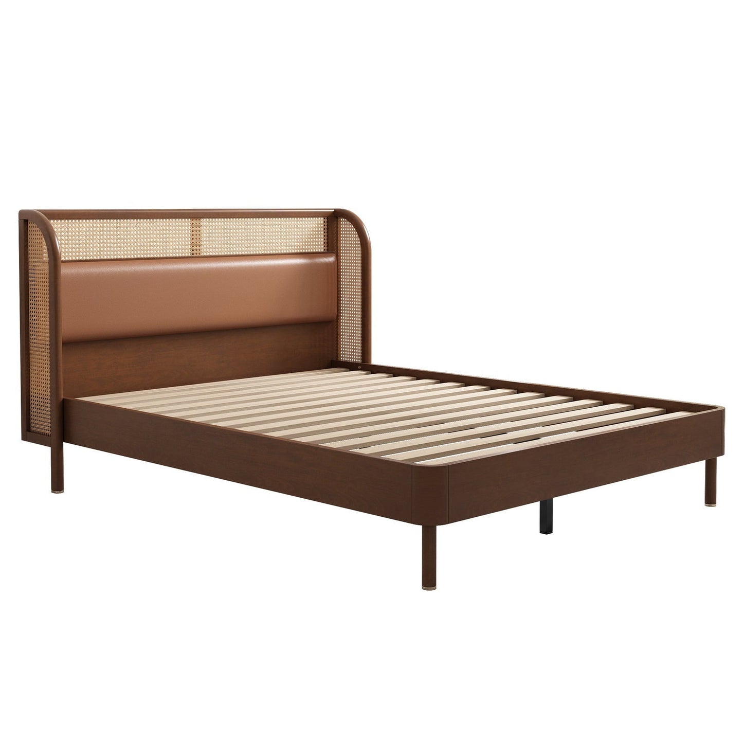 Logan Platform Cannage Rattan Queen Bed