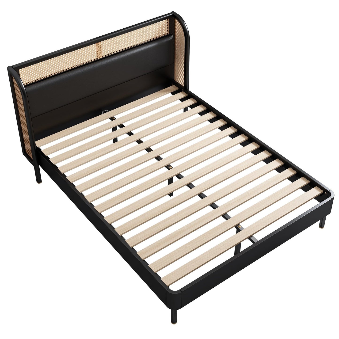 Logan Platform Cannage Rattan Queen Bed