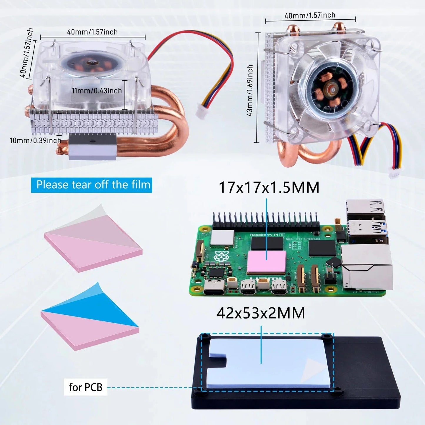 Low-Profile ICE Tower CPU Cooler for Raspberry Pi 5