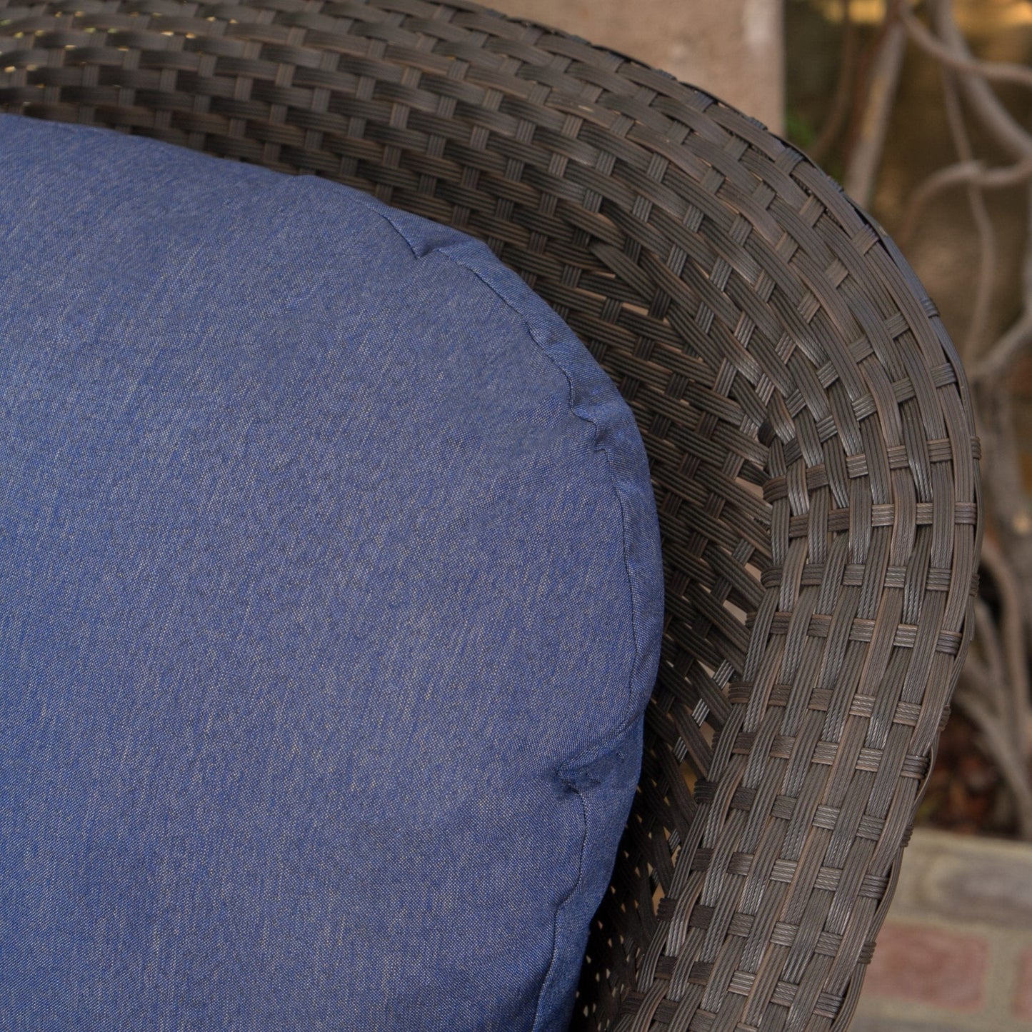 Luminous Outdoor Rattan Swivel Club Chair with Water-Resistant Cushion, Set of 2
