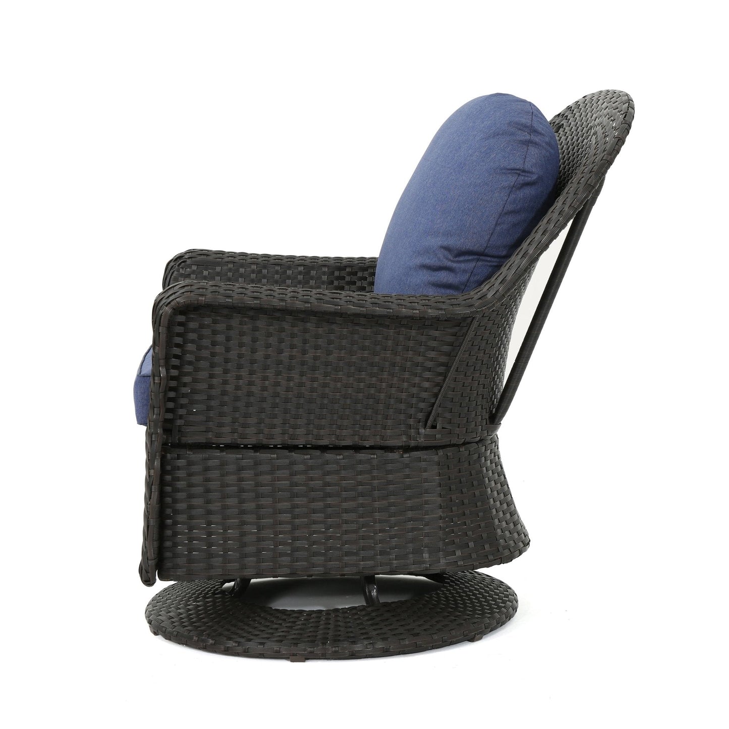 Luminous Outdoor Rattan Swivel Club Chair with Water-Resistant Cushion, Set of 2