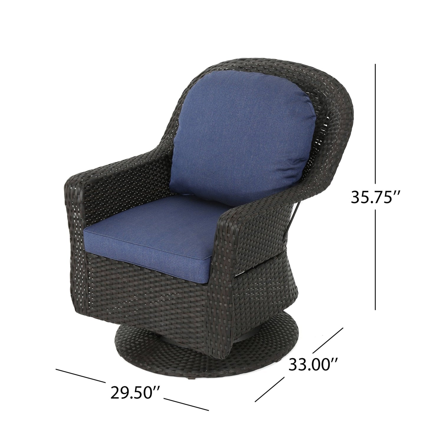 Luminous Outdoor Rattan Swivel Club Chair with Water-Resistant Cushion, Set of 2