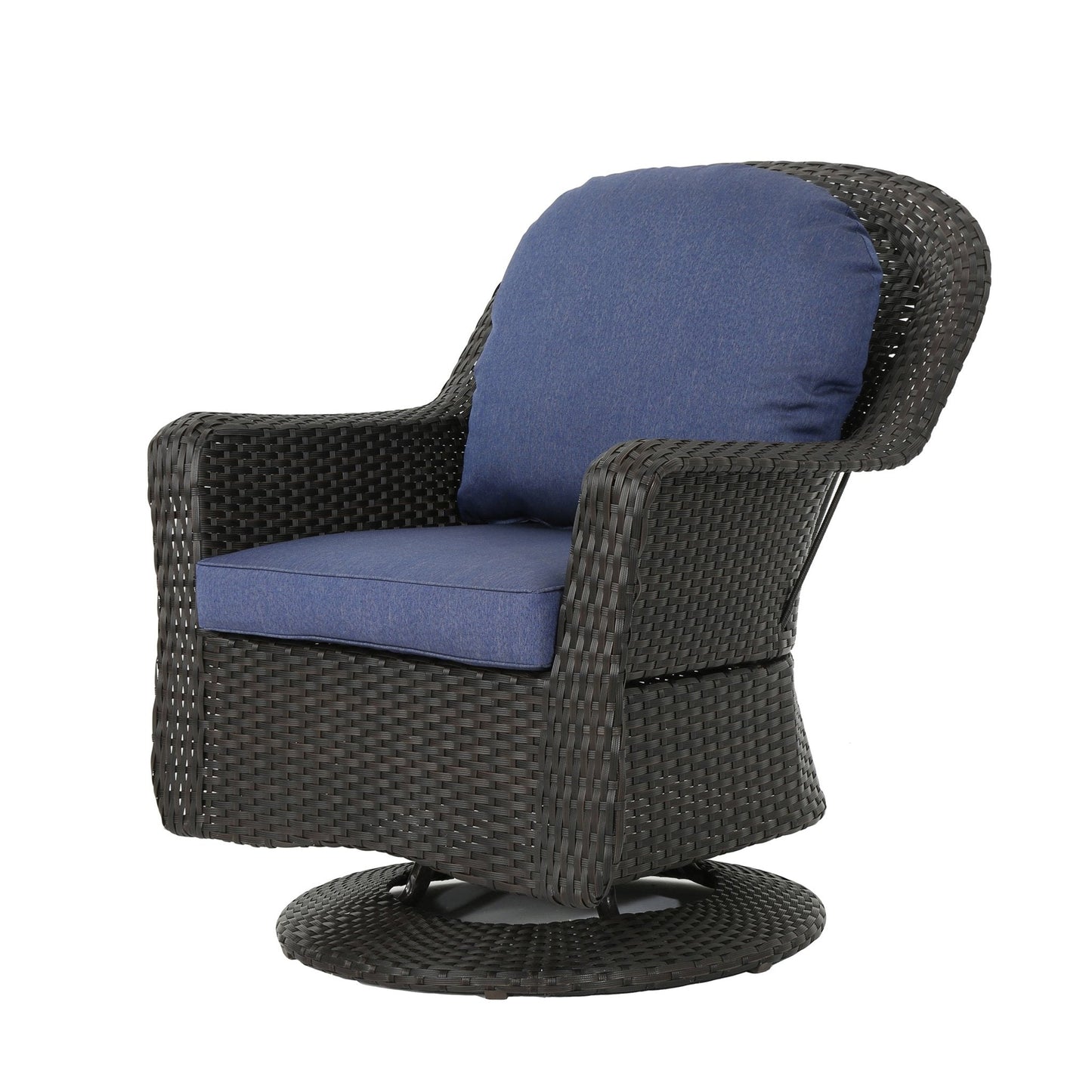 Luminous Outdoor Rattan Swivel Club Chair with Water-Resistant Cushion, Set of 2