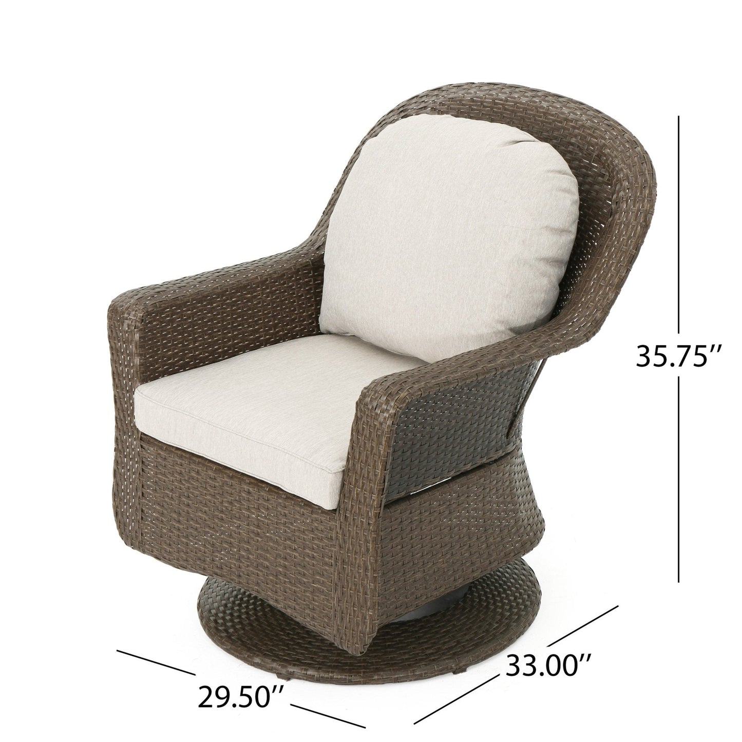 Luminous Outdoor Rattan Swivel Club Chair with Water-Resistant Cushion, Set of 2