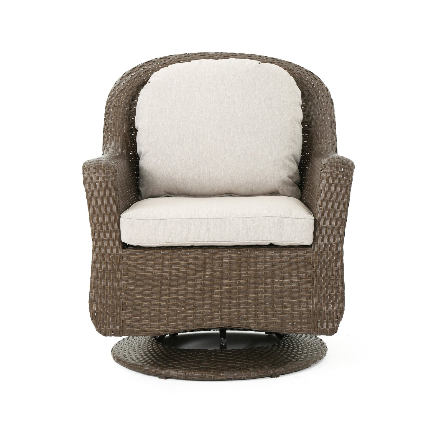 Luminous Outdoor Rattan Swivel Club Chair with Water-Resistant Cushion, Set of 2