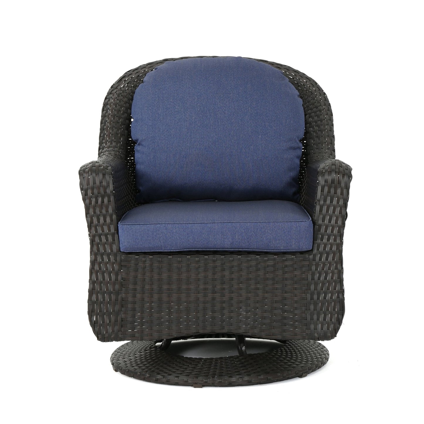 Luminous Outdoor Rattan Swivel Club Chair with Water-Resistant Cushion, Set of 2
