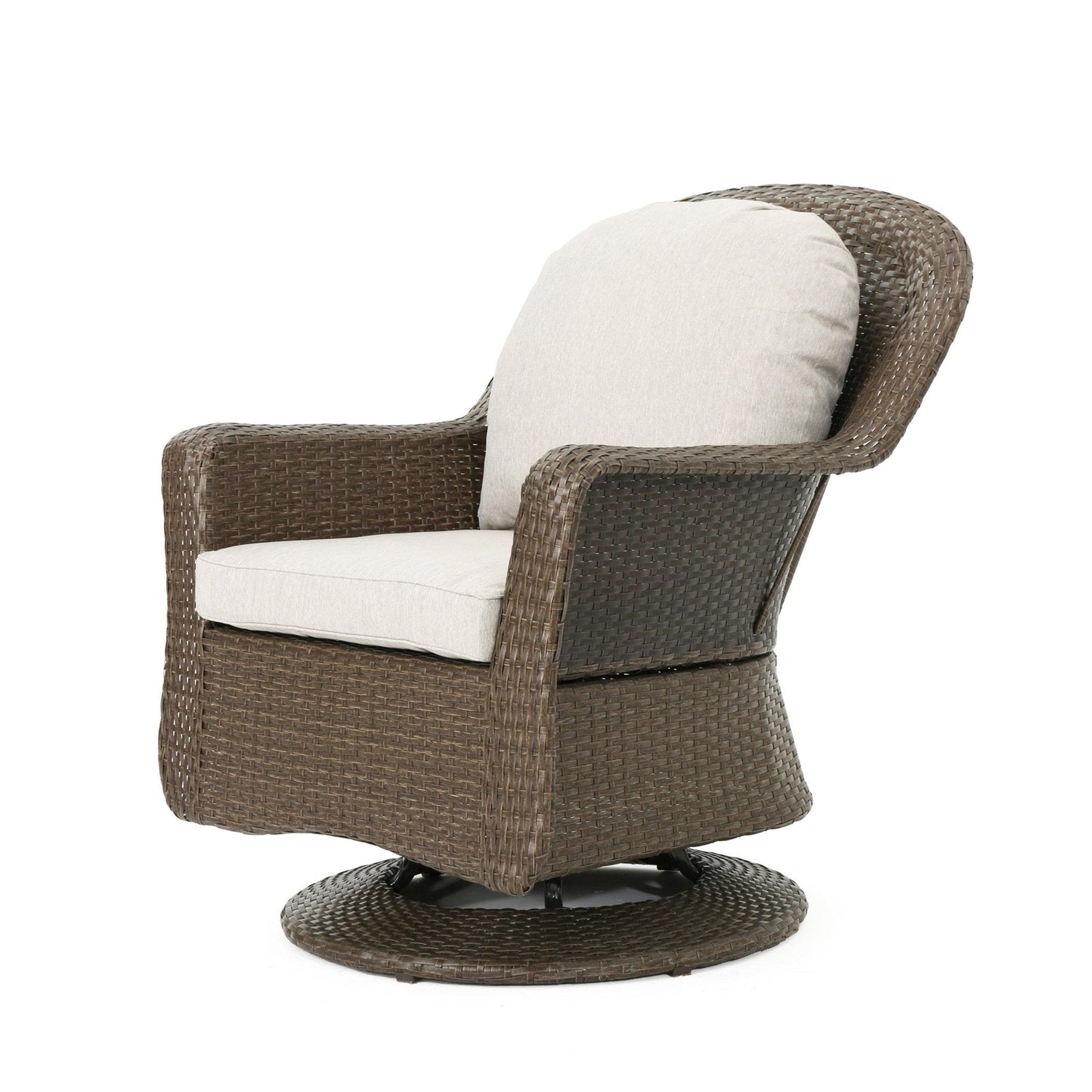 Luminous Outdoor Rattan Swivel Club Chair with Water-Resistant Cushion, Set of 2