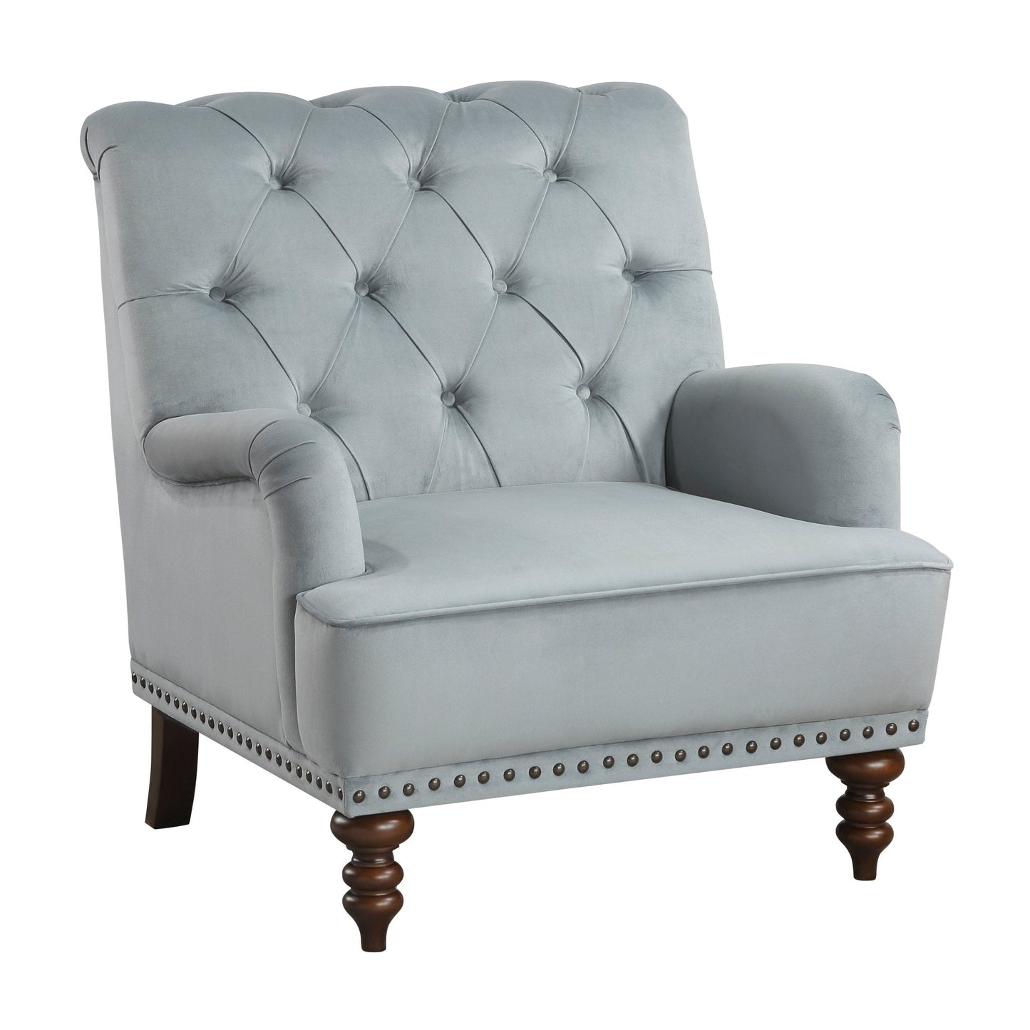 Luxurious Accent Chair with Upholstered Tufted and Nailhead Trim