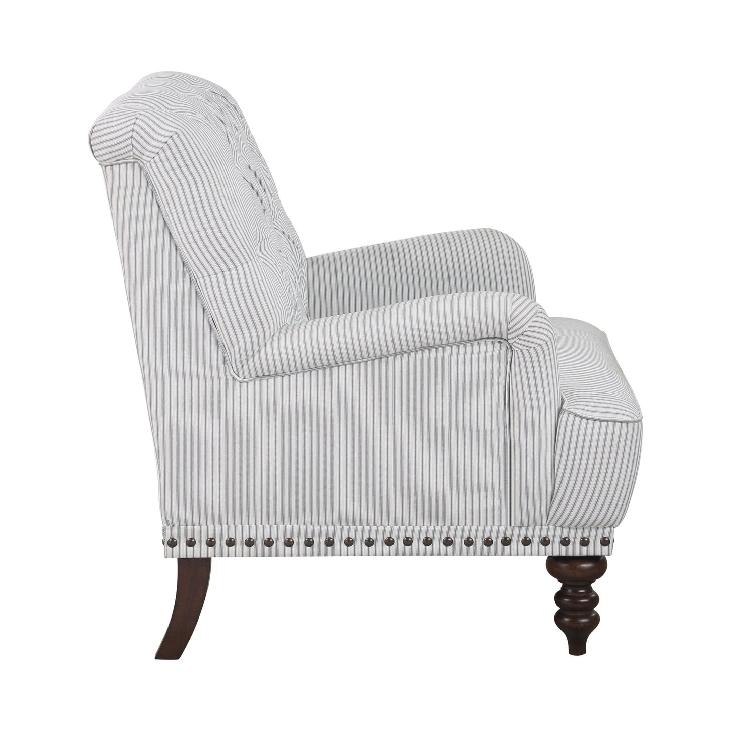 Luxurious Accent Chair with Upholstered Tufted and Nailhead Trim