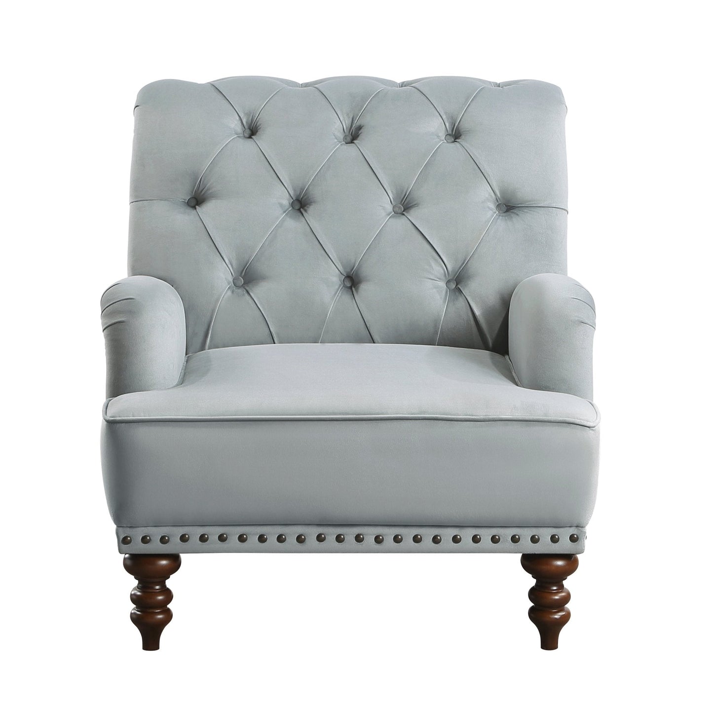 Luxurious Accent Chair with Upholstered Tufted and Nailhead Trim