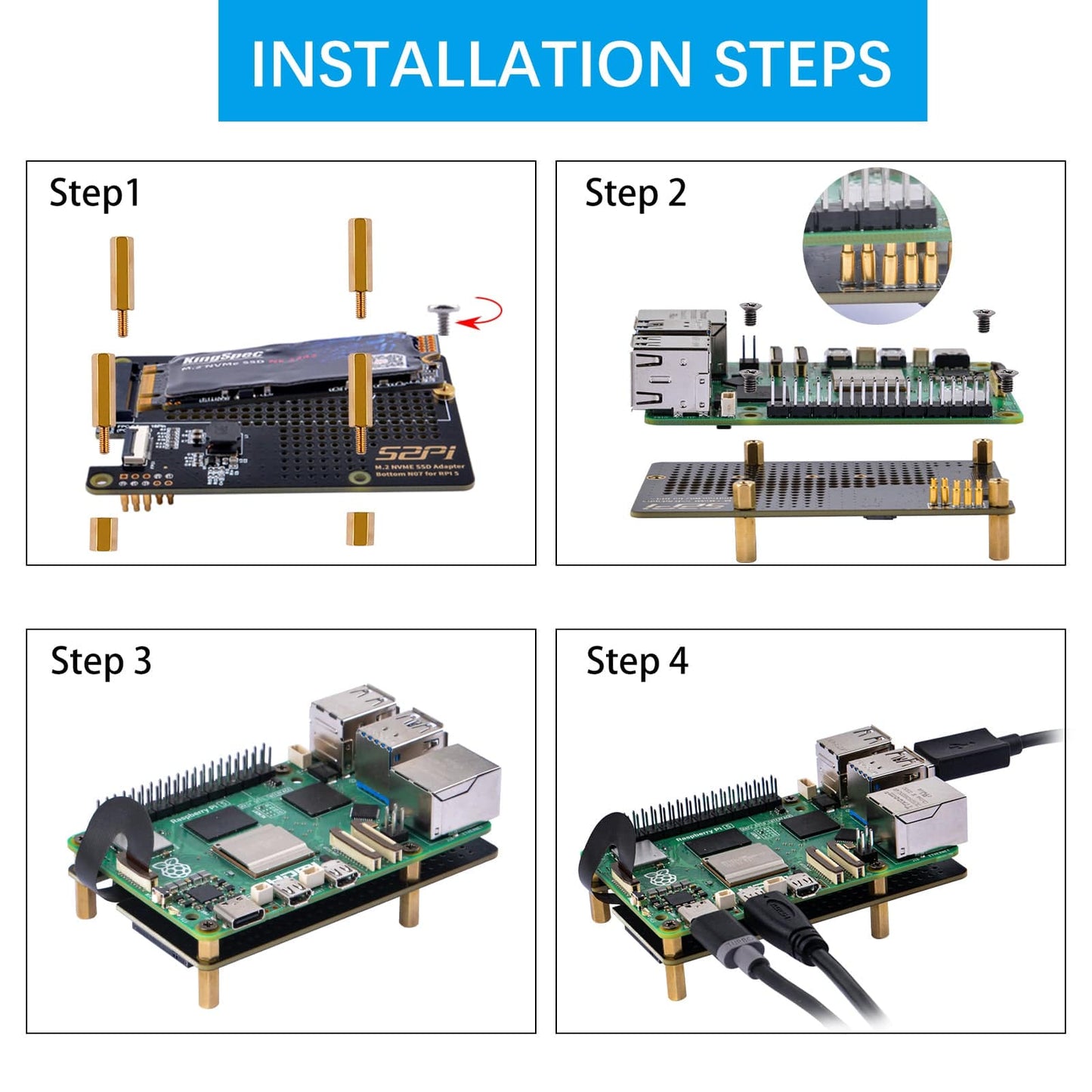 M.2 2280 NVMe PCIe Bottom for Raspberry Pi 5 (N07)