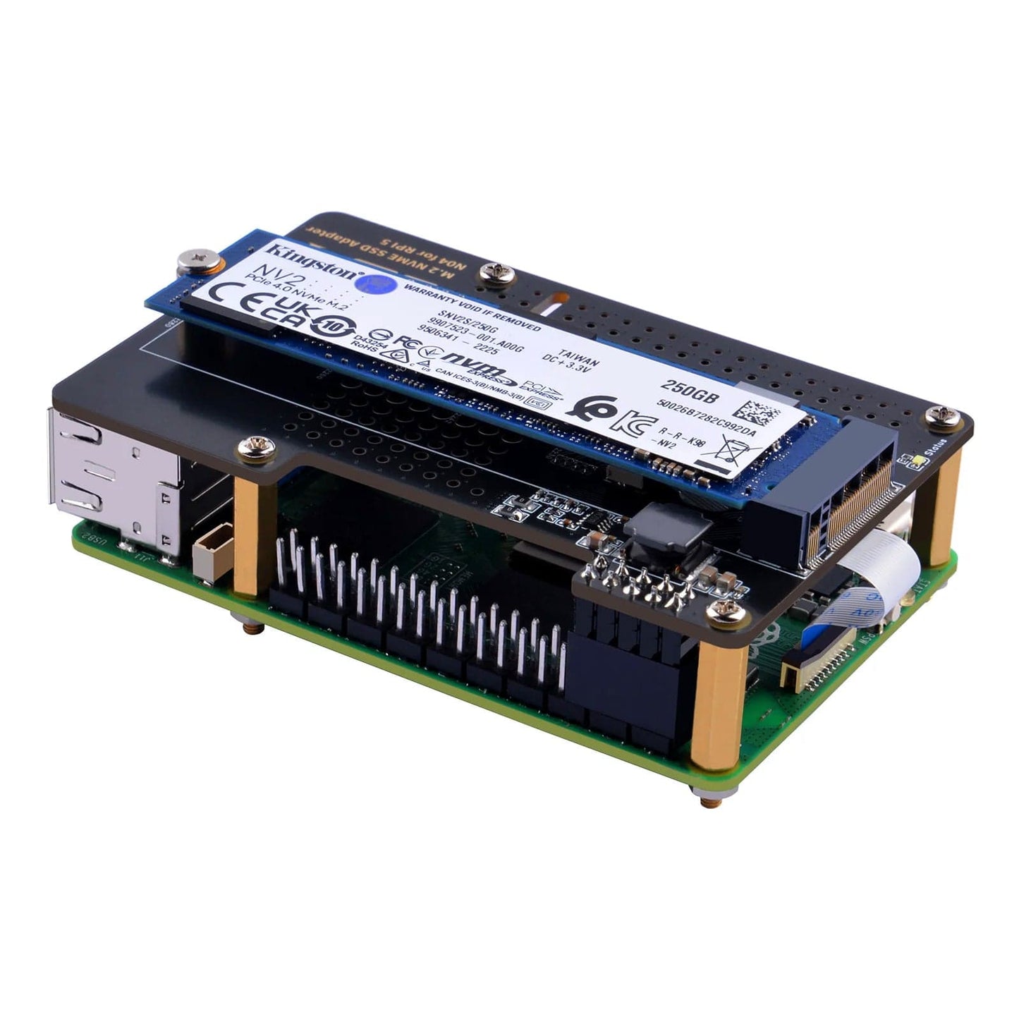 M.2 PCIe to 2280 NVMe Top Extension Adapter Board for Raspberry Pi 5 (N04) [Discontinued]