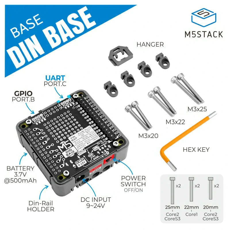 M5Stack Din Base with 500mAh Battery