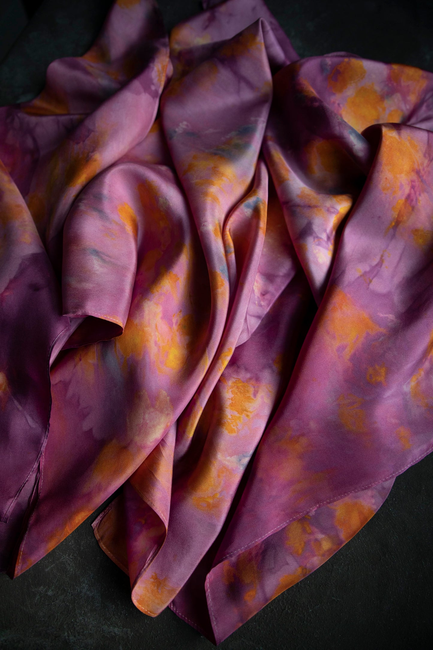 Original Eco-Print Silk Scarf 20 x 20" {Magenta}