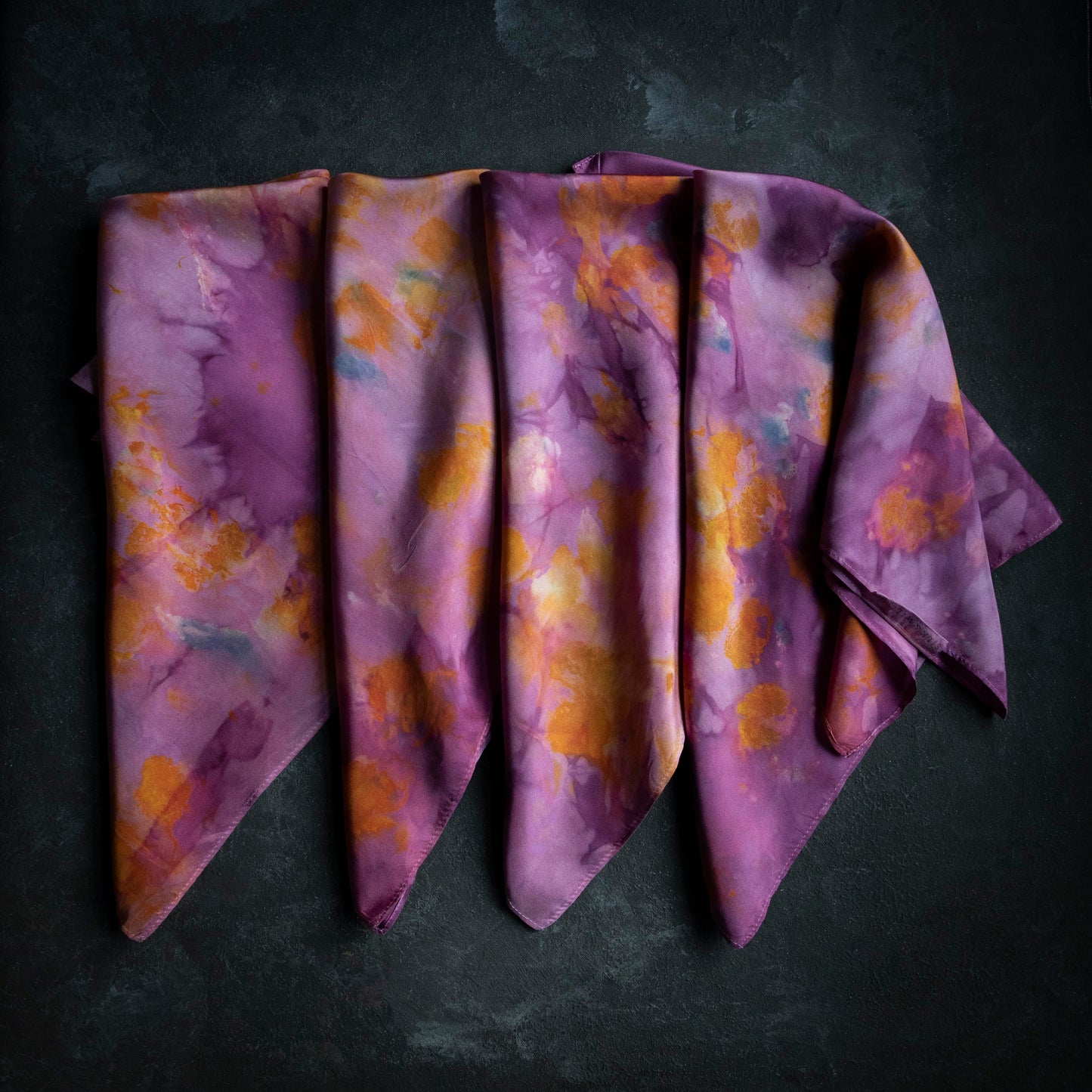 Original Eco-Print Silk Scarf 20 x 20" {Magenta}