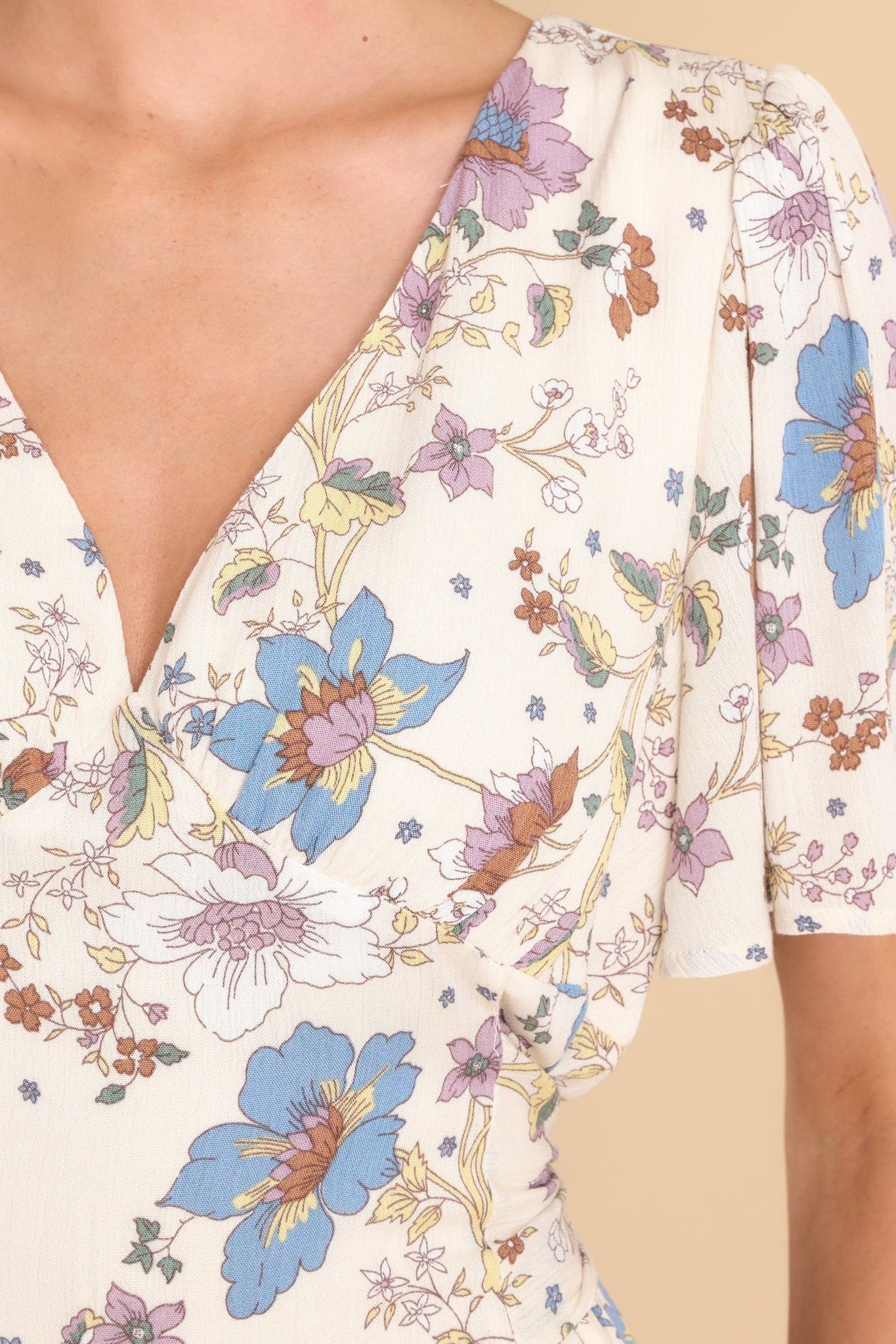 Make An Impact Ivory Floral Midi Dress