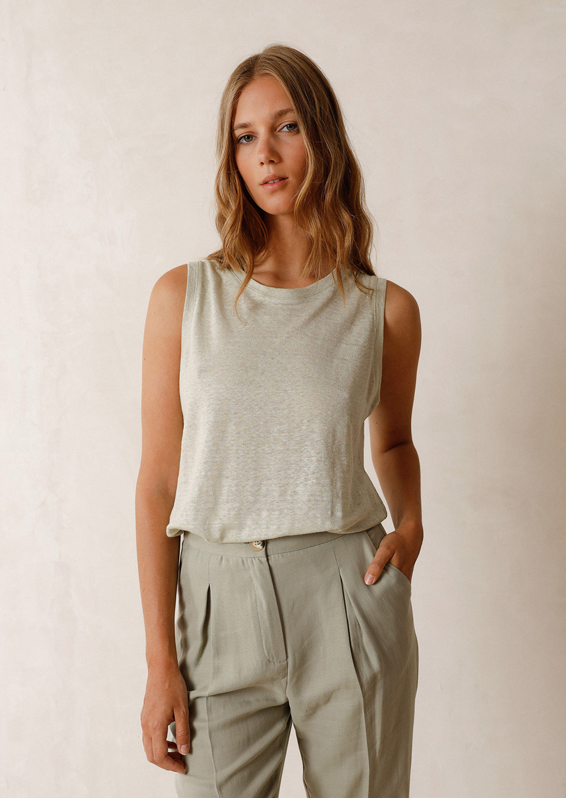 Martine Sleeveless Linen Tee